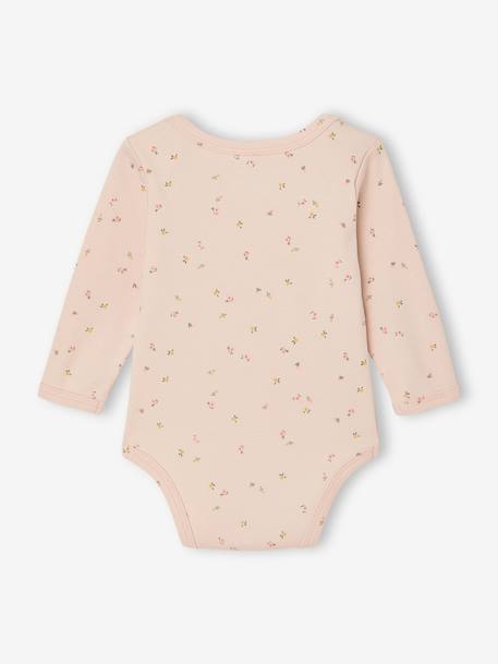Bodysuits with long sleeves for babies with a floral print sage green 