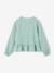 Girl's cotton gauze shirt aqua green+pale pink 