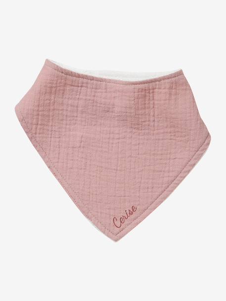 Pack of 3 Bandana-Style Bibs in Terry Cloth & Cotton Gauze BROWN MEDIUM SOLID+hazel 