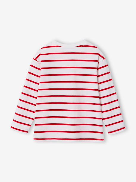 Striped Long Sleeve T-Shirt for Boys aqua green+ecru+red 
