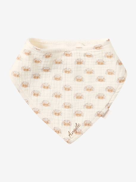 3 Bandana-Style Bibs in Cotton Gauze Brown+cappuccino+ecru+grey blue+Light Green+pale pink+printed beige+sage green+White/Print 