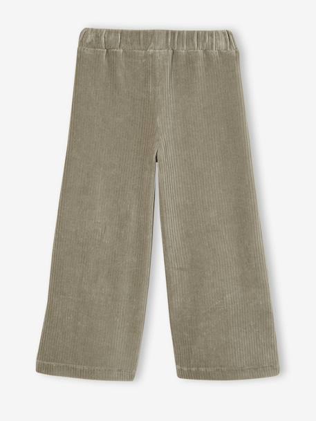 Wide Corduroy Trousers for Girls anthracite+BROWN MEDIUM SOLID+chocolate+ecru+grey blue+khaki+mauve+plum+rose 