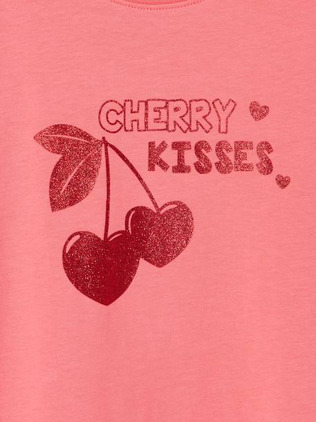 Girls' printed short-sleeved t-shirt ecru+mauve+rose+sage green 