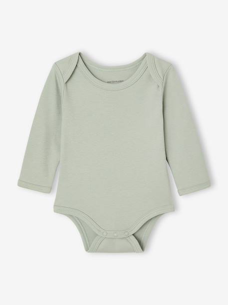 Bodysuits with long sleeves for babies with a floral print sage green 