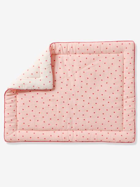 Floor mattress / Play mat in cotton muslin MON COEUR printed pink 