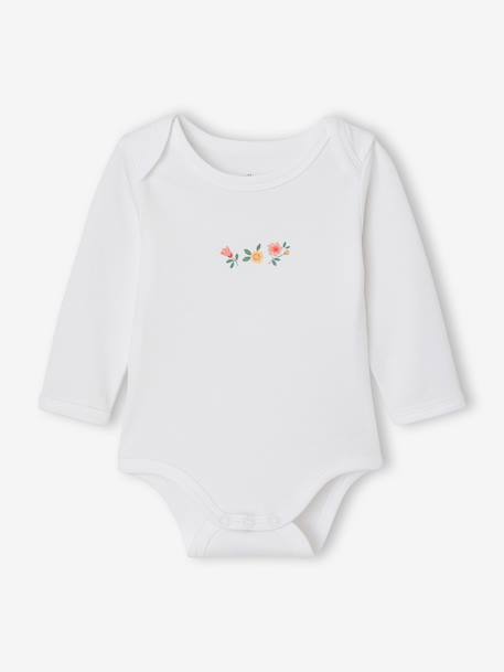 Bodysuits with long sleeves for babies with a floral print sage green 