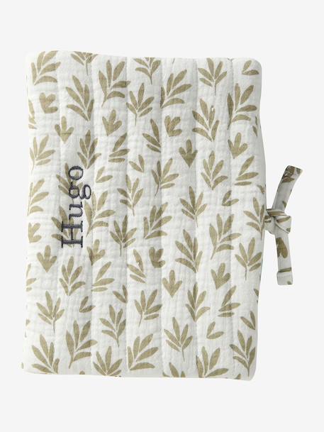 8-piece baby gift set: 1 rattle, 1 travel changing mat, 5 wipes, 1 pouch ochre+printed green+printed white 