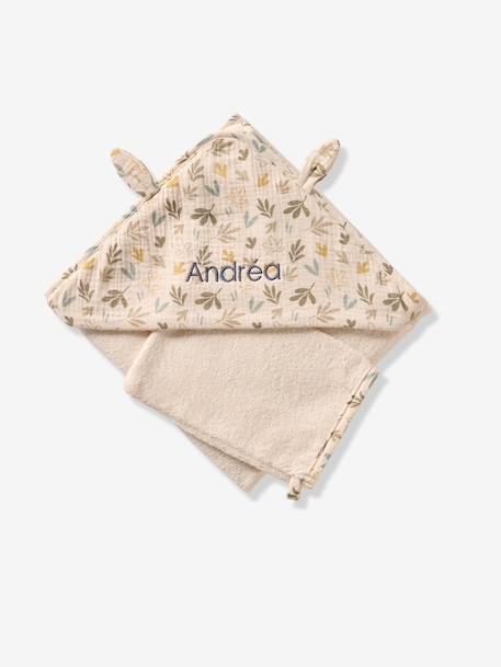 Cotton Muslin Bath Cape + Wash Mitt, BAYOU multicoloured 