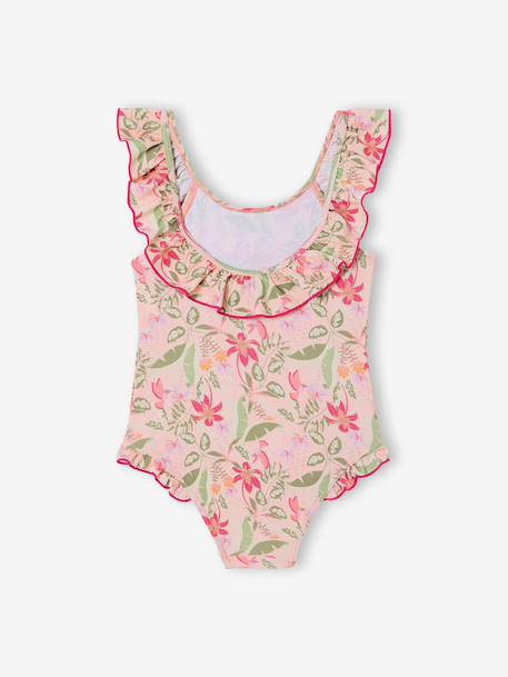 Girls' one-piece swimsuit pale pink 