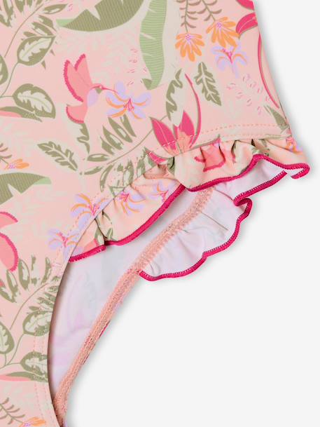 Girls' one-piece swimsuit pale pink 