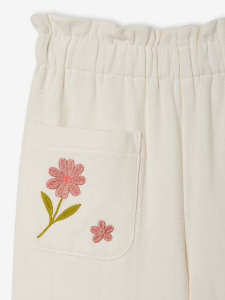 Wide-Leg Trousers in Cotton Gauze for Girls ecru 