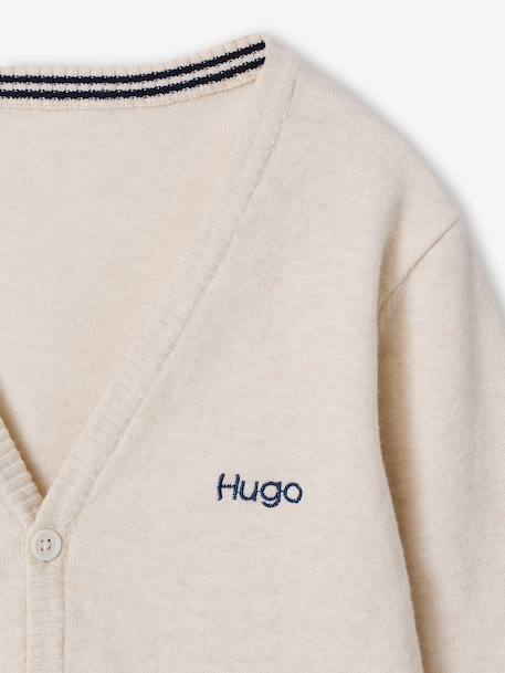 V-neck knitted cardigan BASICS for Boys marl white+navy blue 