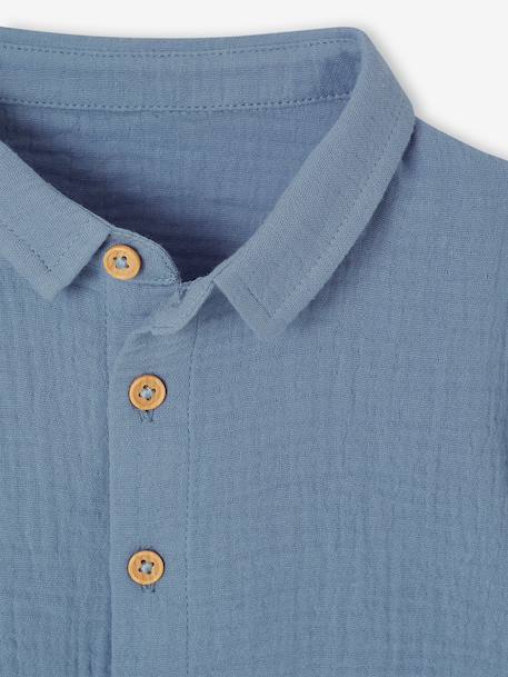 Boy's cotton gauze shirt denim blue 