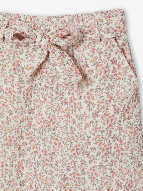 Frilled Bermuda Shorts in Cotton Gauze for Girls printed blue+printed white 