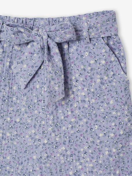 Frilled Bermuda Shorts in Cotton Gauze for Girls printed blue+printed white 