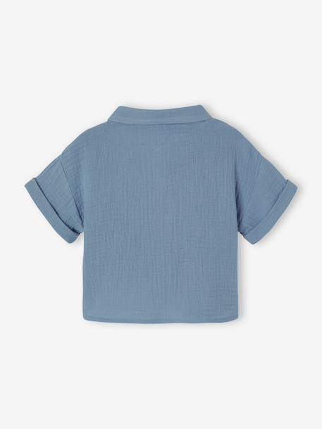 Boy's cotton gauze shirt denim blue 
