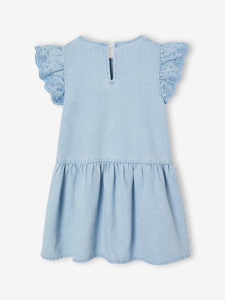 Girls' short-sleeved embroidered denim dress double stone 