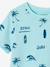 Printed boy's t-shirt denim blue+lichen+marl white+mint green 
