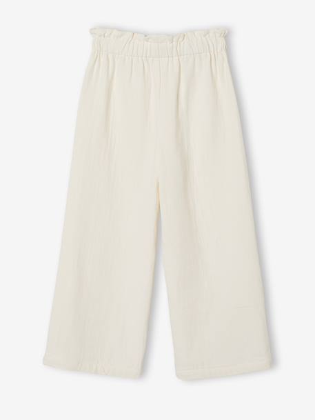 Wide-Leg Trousers in Cotton Gauze for Girls ecru 