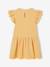 Girls' cotton gauze dress with short embroidered sleeves coral+yellow 