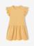 Girls' cotton gauze dress with short embroidered sleeves coral+yellow 