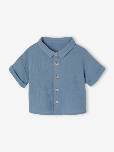 Boy's cotton gauze shirt denim blue 