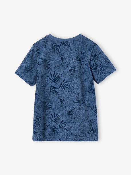 Printed boy's t-shirt denim blue+lichen+marl white+mint green 