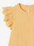 Girls' cotton gauze dress with short embroidered sleeves coral+yellow 