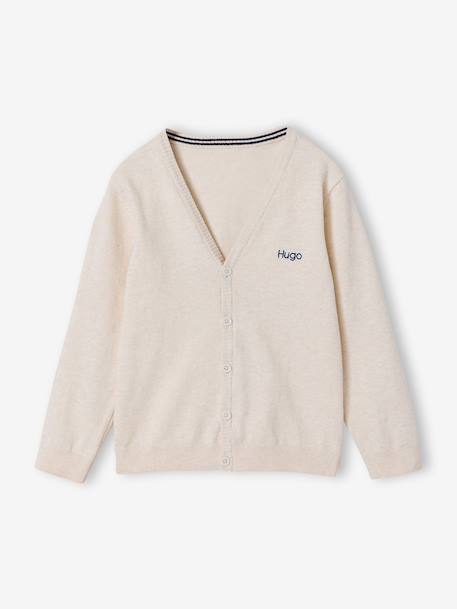 V-neck knitted cardigan BASICS for Boys marl white+navy blue 