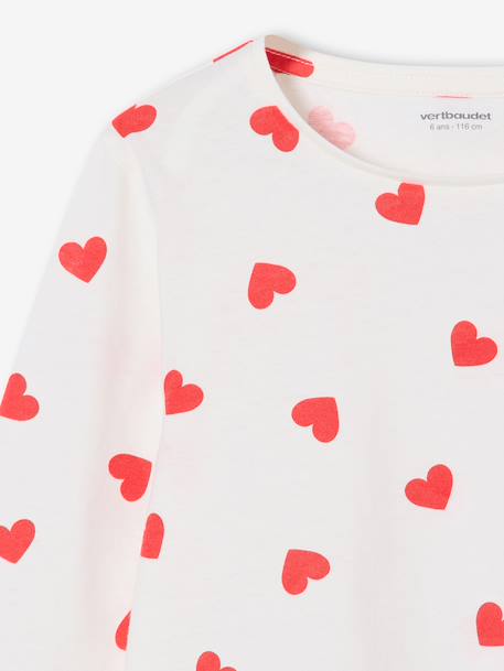 Pack of 3 long-sleeved girls' fancy t-shirts anthracite+coral+ecru+grey blue+indigo+mauve+rose 