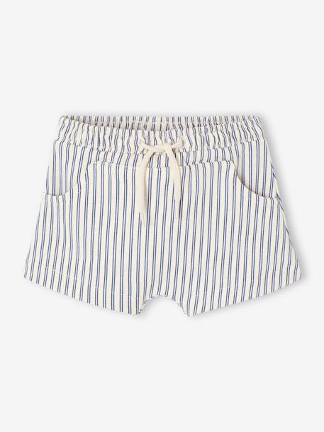 Pack of 2 Pairs of Fleece Bermuda Shorts for Baby Boys striped blue 