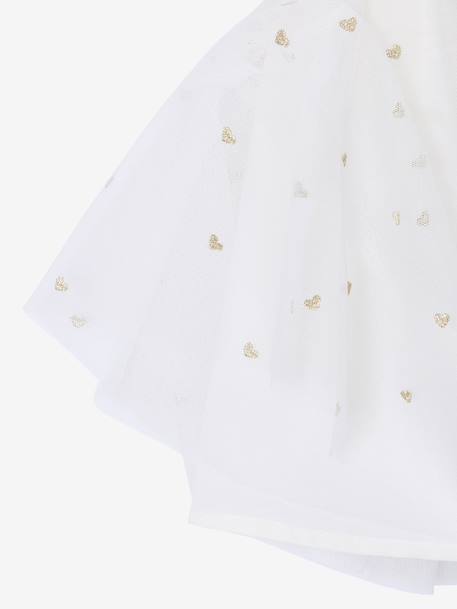 Girl's tulle skirt with lurex embroidery white 