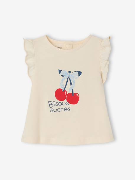 Fancy Pattern T-Shirt in Organic Cotton for Girls ecru 