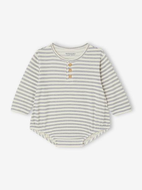 Striped baby boy bodysuit ecru 