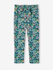 Girls-Fluid Cropped Trousers with Floral Print, for Girls