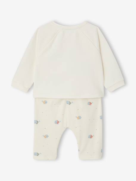 Baby sweatshirt and trouser set ecru+pale pink 