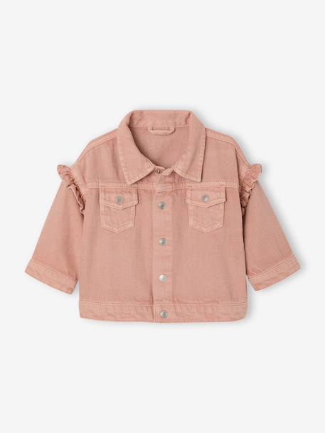 Frilly jacket for baby girls rosy 
