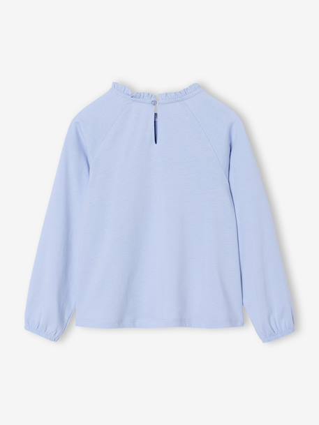 Top with Detail in Broderie Anglaise, for Girls ecru+GREEN DARK SOLID+mauve+navy blue+pale blue 