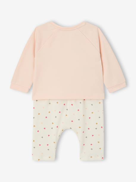 Baby sweatshirt and trouser set ecru+pale pink 