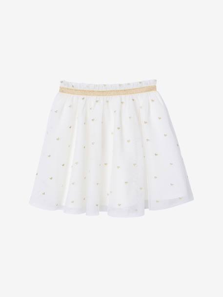 Girl's tulle skirt with lurex embroidery white 