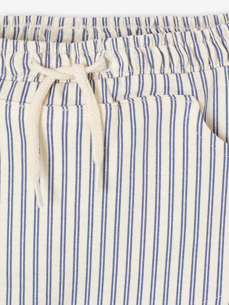 Pack of 2 Pairs of Fleece Bermuda Shorts for Baby Boys striped blue 