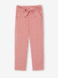 Girls-Fluid Cropped Trousers with Floral Print, for Girls