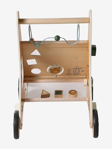 Baby Walker in FSC®100% Wood with Brakes, GREEN FOREST red+yellow 