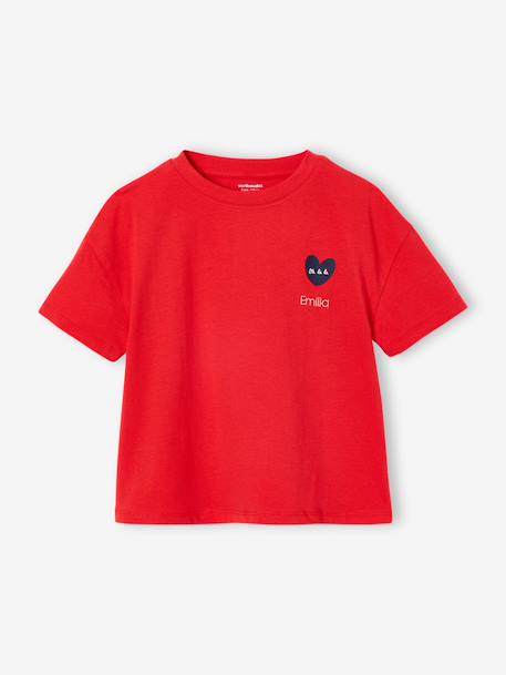 Plain Basics T-Shirt for Girls apricot+red 