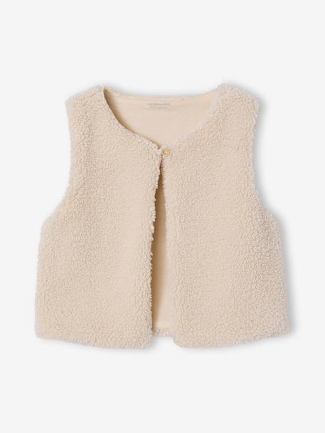 Girl's sherpa dress and cardigan set ecru 