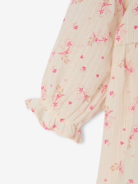 Baby girl's dress in cotton gauze ecru 