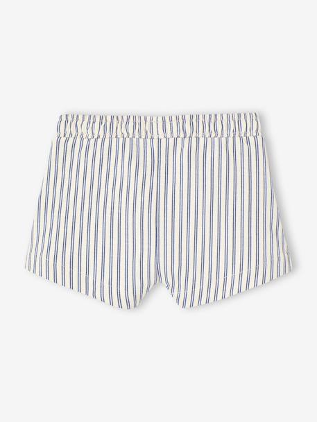 Pack of 2 Pairs of Fleece Bermuda Shorts for Baby Boys striped blue 