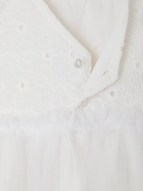 Embroidered Tulle Dress for Baby Girls white 