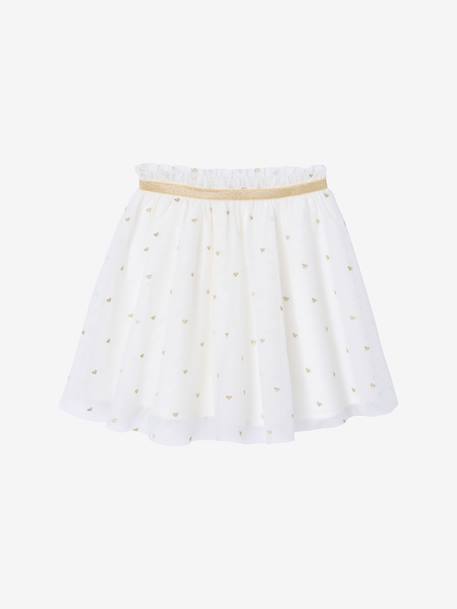 Girl's tulle skirt with lurex embroidery white 