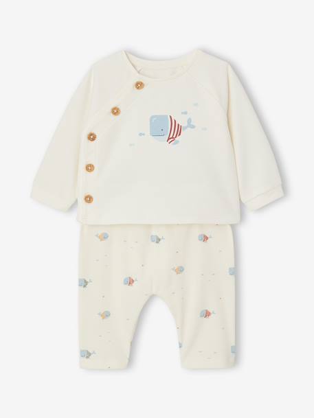 Baby sweatshirt and trouser set ecru+pale pink 